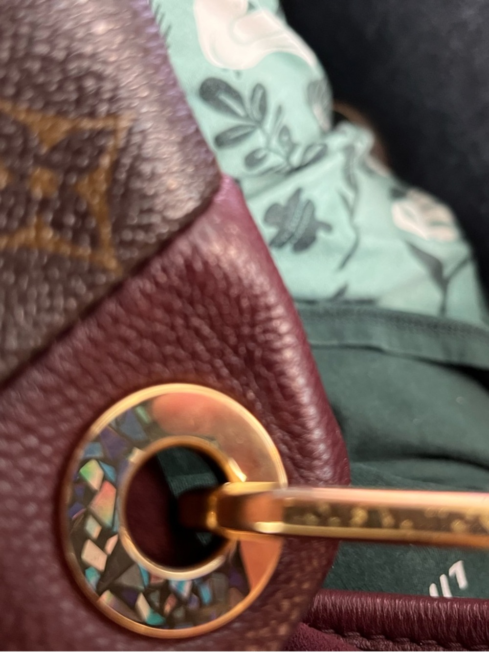 EUC Louis Vuitton Olympe Monogram Shoulder Bag in Brown with Burgundy Trim - Picture 5 of 13